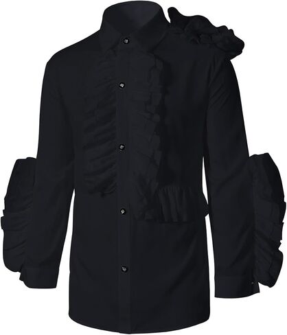 Elegant Men's Designer Ruffle Blouse Tuxedo Shirt - Perfect for Galas, Stage Performances, and Red Carpet Runways in Kuwait