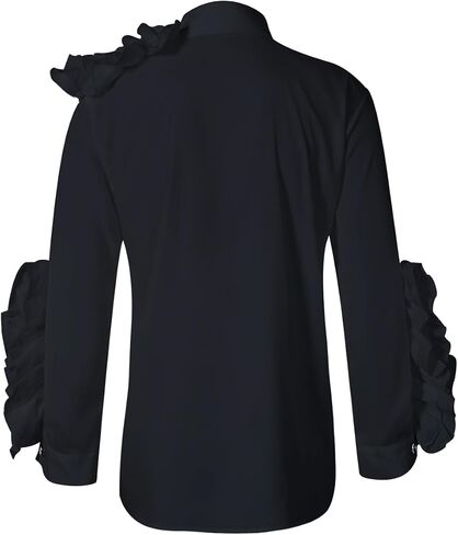 Elegant Men's Designer Ruffle Blouse Tuxedo Shirt - Perfect for Galas, Stage Performances, and Red Carpet Runways in Kuwait