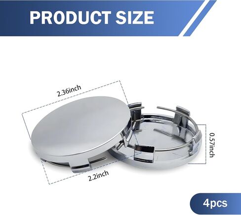 4 PCS Car Wheel Center Caps, 60MM/2.36In OD 56MM/2.2In ID, ABS Snap-in Vehicle Rim Hub Caps, Anti-Falling Rust-Proof Wheel Hub Decoration, Universal for SUV, Sedan, Truck(Silver) in Saudi Arabia