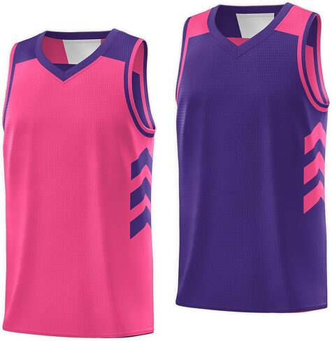 KXK Blank Youth Reversible Basketball Jersey,Sports Athletic Practice Basketball Shirt 90s Hip Hop Clothing for Boys Girls in Kuwait