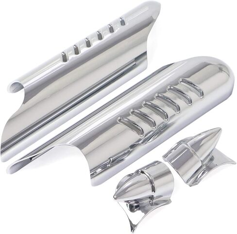 Chrome Lower Fork Leg Diflector Shields مع أغلفة Fender Boss لـ Harley Touring Electra Glide Road King 2000-2013 in Saudi Arabia