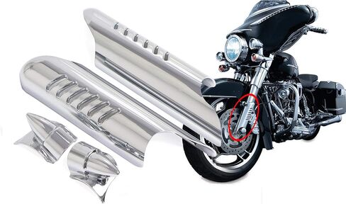Chrome Lower Fork Leg Diflector Shields مع أغلفة Fender Boss لـ Harley Touring Electra Glide Road King 2000-2013 in Saudi Arabia