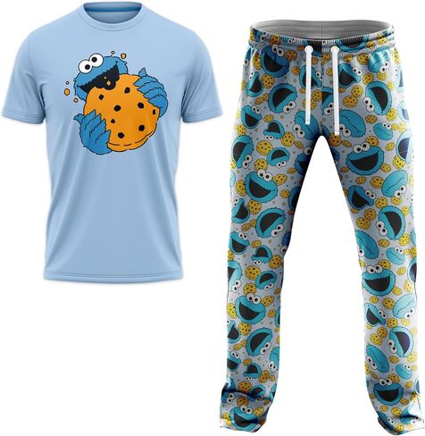 Sesame Street Mens Mense Lounge مجموعة مع تي شيرت ، صالة بانت وجورب بأحجام S-XL in Kuwait