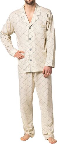 Hanes Men's Pajamas Cotton X-Temp Long Sleeve Shirt & Pants Knit Pjs Lounge Set in Saudi Arabia