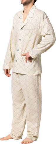 Hanes Men's Pajamas Cotton X-Temp Long Sleeve Shirt & Pants Knit Pjs Lounge Set in Saudi Arabia