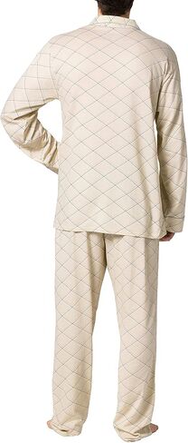 Hanes Men's Pajamas Cotton X-Temp Long Sleeve Shirt & Pants Knit Pjs Lounge Set in Saudi Arabia