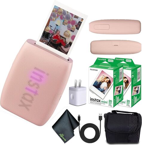 Fujifilm INSTAX Mini Link 3 Smartphone Printer (Clay White) + Travel Bag Small + 2X INSTAX Mini Instant Film (40 Sheets) + USB Power Charging Adapter + Diginerds Microfiber Cleaning Cloth in Saudi Arabia