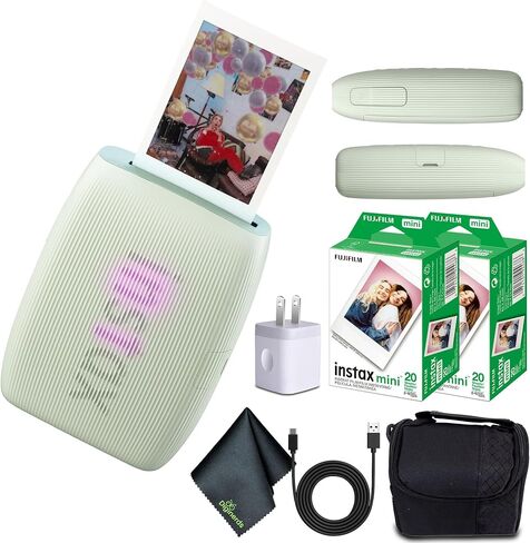 Fujifilm INSTAX Mini Link 3 Smartphone Printer (Clay White) + Travel Bag Small + 2X INSTAX Mini Instant Film (40 Sheets) + USB Power Charging Adapter + Diginerds Microfiber Cleaning Cloth in Saudi Arabia