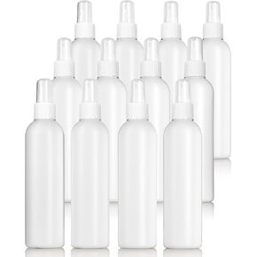 JUVITUS 8 oz White HDPE Plastic PET Slim Cosmo Round Bottle BPA Free With White Disc Cap (12 PACK) Refillable Empty Storage Containers in Saudi Arabia