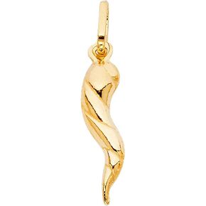 TGDJ 14k Solid Yellow Gold Italian Horn Pendant – Lightweight 0.9g Twisted Cornicello Charm for Men & Women, Classic Good Luck Amulet for Everyday Wear in Saudi Arabia