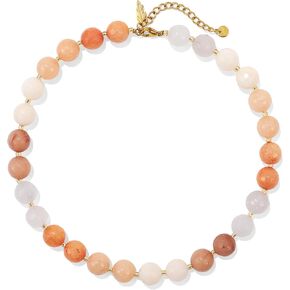 Elegance 11 designs White Beaded Gemstone Necklace for Women, Chunky Beach Waterproof Stainless Steel Boho Choker Natural Stone Necklaces Surfer Summer Handmade Jewelry in Kuwait