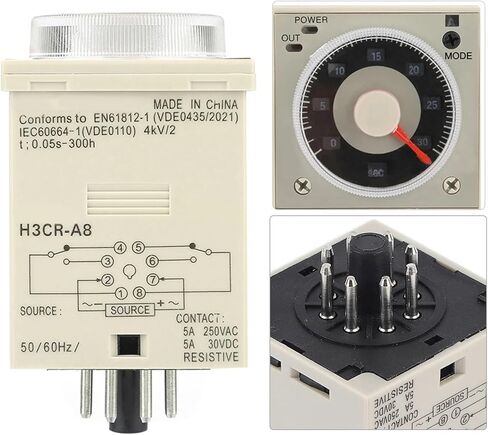 H3CR-A8 تأخير مؤقت التتابع 1.2S إلى 300 ساعة التتابع وقت التحكم في المقبض 8PIN AC220V in Saudi Arabia