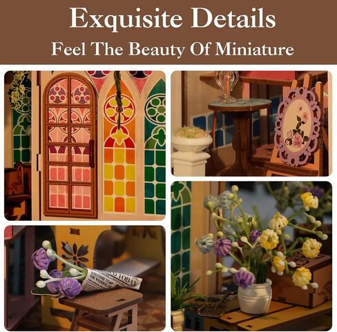 Book Nook Kits for Adults, Miniature House Dollhouse Kit for Teens, DIY Crafts for Adults, Bookshelf Decor Garden House with LED Light, Gifts for Family and Friends in Saudi Arabia