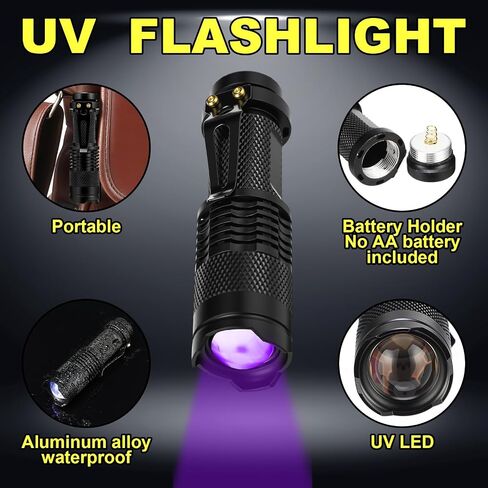 Air Conditioner Leak Detector Tool AC Leak Automotive Kit UV Light Oil Dye Detection with Protective Glasses for Dog/Cat Urine, Dry Stains, Bed Bug, Resin Curing(Pocket) in Saudi Arabia