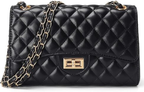 Quilted Leather Crossbody Bags for Women Trendy Ladies Shoulder Purse Satchel HandBag with Chain Strap in Kuwait