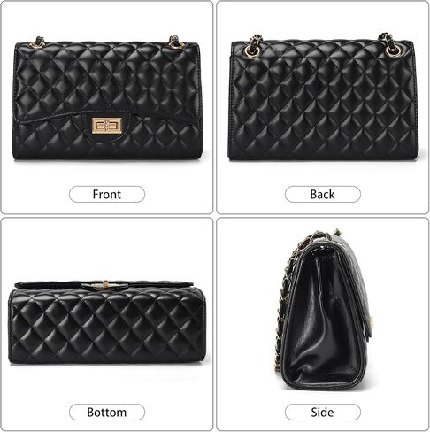 Quilted Leather Crossbody Bags for Women Trendy Ladies Shoulder Purse Satchel HandBag with Chain Strap in Kuwait