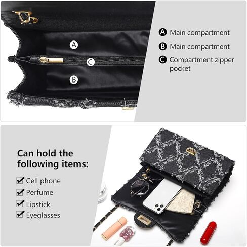 Quilted Leather Crossbody Bags for Women Trendy Ladies Shoulder Purse Satchel HandBag with Chain Strap in Kuwait