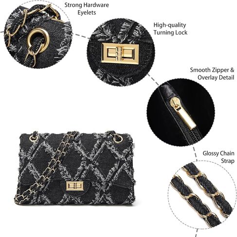 Quilted Leather Crossbody Bags for Women Trendy Ladies Shoulder Purse Satchel HandBag with Chain Strap in Kuwait