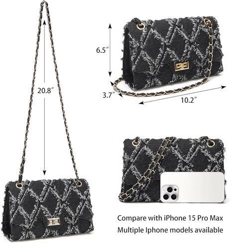 Quilted Leather Crossbody Bags for Women Trendy Ladies Shoulder Purse Satchel HandBag with Chain Strap in Kuwait