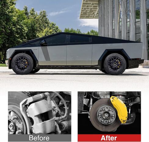 أغطية الفرجار متوافقة مع 2023 2024 2025 Tesla Cybertruck ، مجموعة زخرفة حرس الفرامل من سبائك الألومنيوم ، مجموعة الفرامل الأمامية والخلفية من 4-مقاومة عالية ، سهلة ، سهلة (أصفر) in Saudi Arabia