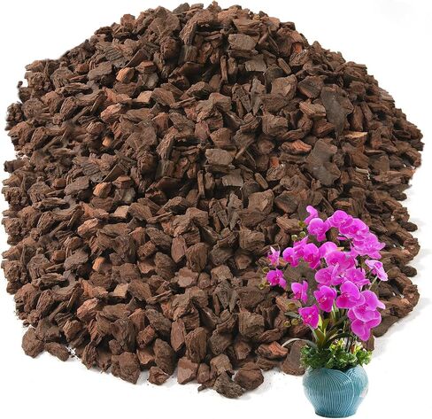 4qt New Zealand Orchid Bark, 1/2-3/4in Sun-Dried Medium Organic Pine Wood Chip Potting Barks, Orchids Mix Plant Compost Mulch for Promoting Root Development in Kuwait