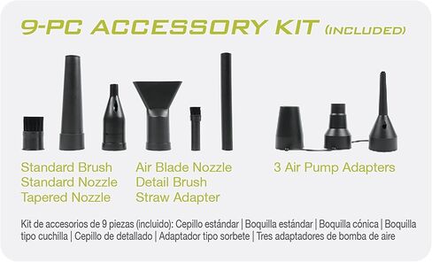 ATJ-ABD1 500-Watt Air Blasting Water Dryer,w/ 10-Ft AC Cord, Storage Bag, & 9 Nozzle Attachments for Additional Cleaning and Air Inflation, for Auto Detailing Cars & Motorcycles , Black in Kuwait