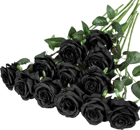 Hawesome 12PCS Artificial Silk Flowers Realistic Roses Bouquet Long Stem for Home Wedding Decoration Party A-Red -1 in Kuwait
