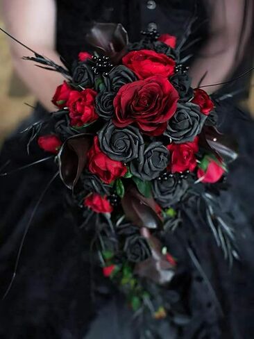 Hawesome 12PCS Artificial Silk Flowers Realistic Roses Bouquet Long Stem for Home Wedding Decoration Party A-Red -1 in Kuwait