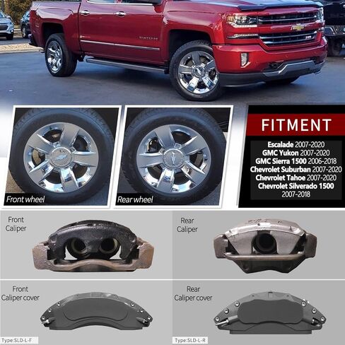 AOOA Brake Disc Red Character Caliper Cover Powder Coating Fits Chevrolet Silverado 1500 2007-2018 and GMC Yukon 2007-2020,GMC Sierra 1500 2006-2018 (set of 4) in Saudi Arabia