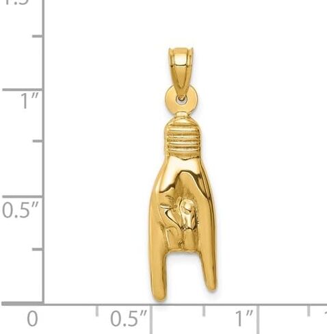 Authentic 14K Real Yellow Gold Italian Mano Cornuto Charm Pendant - 14K Gold Italian Lucky Hand Charm - 3D Rock On Sign Pendant- 3 Different Sizes. in Saudi Arabia
