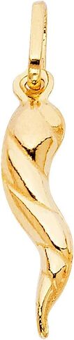 TGDJ 14K الصلبة الصلبة الذهب الذهب الإيطالي قرن قلادة - خفيفة الوزن 0.9G سحر cornicello ملتوية للرجال والنساء ، تميمة حظ سعيد للارتداء اليومي in Saudi Arabia