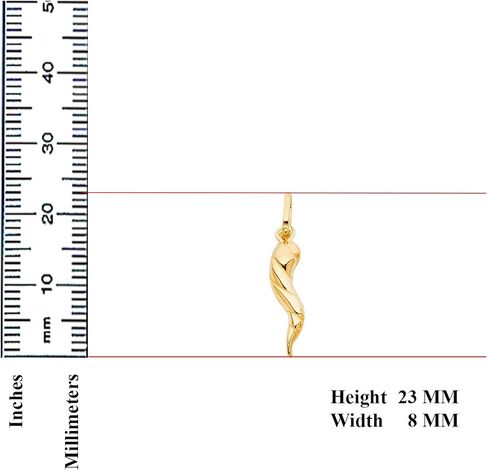 TGDJ 14K الصلبة الصلبة الذهب الذهب الإيطالي قرن قلادة - خفيفة الوزن 0.9G سحر cornicello ملتوية للرجال والنساء ، تميمة حظ سعيد للارتداء اليومي in Saudi Arabia