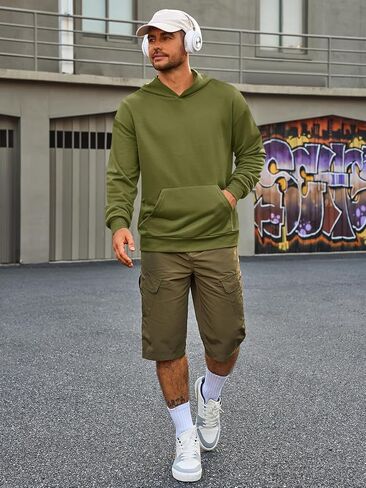 Runcati Mens Pullover Hoodies Long Sleeve Casual Lightweight Fashion Hooded Sweatshirt with Kanga Pockets in Saudi Arabia