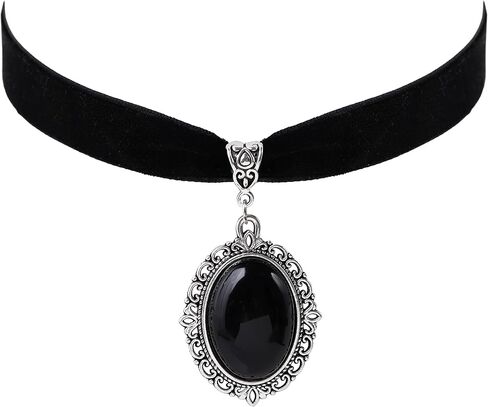 Sacina Black Velvet Victorian Choker, Black Choker, Goth Gothic Necklace, Vintage Necklace, Costume Jewelry, Halloween Christmas Jewelry Gift for Women in Saudi Arabia