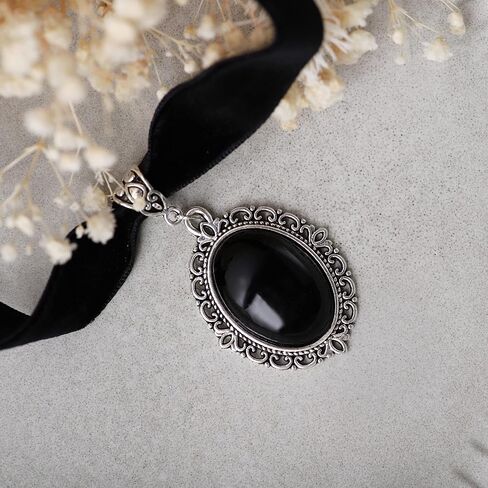 Sacina Black Velvet Victorian Choker, Black Choker, Goth Gothic Necklace, Vintage Necklace, Costume Jewelry, Halloween Christmas Jewelry Gift for Women in Saudi Arabia