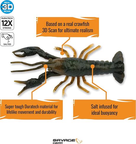 طعم صيد السمك من Savage Gear NED Craw، قرع أخضر، ملامح واقعية، ألوان وحركة، بناء متين 12X، ملح ورائحة in Saudi Arabia