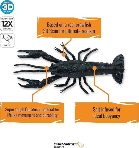 طعم صيد السمك من Savage Gear NED Craw، قرع أخضر، ملامح واقعية، ألوان وحركة، بناء متين 12X، ملح ورائحة in Saudi Arabia
