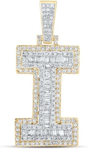 Jewels By Lux 10K Yellow Gold Mens Round Diamond Initial Letter Charm Pendant in Saudi Arabia