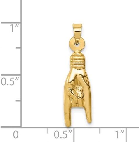Authentic 14K Real Yellow Gold Italian Mano Cornuto Charm Pendant - 14K Gold Italian Lucky Hand Charm - 3D Rock On Sign Pendant- 3 Different Sizes. in Saudi Arabia