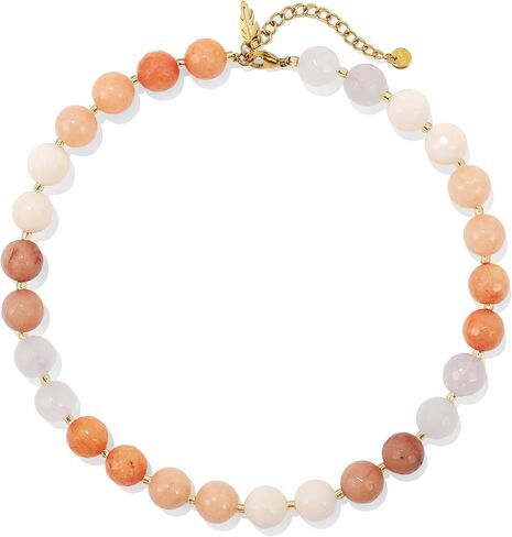 Elegance 11 designs White Beaded Gemstone Necklace for Women, Chunky Beach Waterproof Stainless Steel Boho Choker Natural Stone Necklaces Surfer Summer Handmade Jewelry in Kuwait