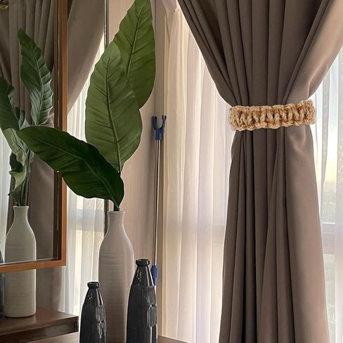 4 Pack Braided Curtain Tiebacks Boho Elegant Rustic Curtain Holdbacks Tie Backs Holders Set Simple Light Weight Drapes Decorative Accessories Handmade for Home Office Bedroom Window in Saudi Arabia