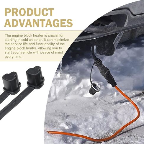 2 PCS 3 Prong Plug Protector, Engine Block Heater 120 V Plug End Wiring Harness Cover, Outdoor Flame Retardant Waterproof Silicone Protector with Extension Cord, for Most Cars (Black) in Saudi Arabia