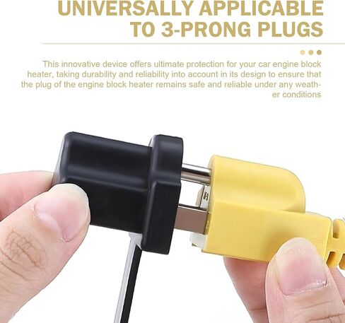 2 PCS 3 Prong Plug Protector, Engine Block Heater 120 V Plug End Wiring Harness Cover, Outdoor Flame Retardant Waterproof Silicone Protector with Extension Cord, for Most Cars (Black) in Saudi Arabia