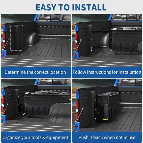 Oedro Truck Bed Bed Tool Box Fits 2015-2025 Ford F150 DRIVER SIDE + SDAY SADE SADE ، 180 درجة تدور مربعات أدوات خلفية مع قفل قفل وقفل كلمة مرور ، وتخزين بئر عجلة أسود مقاومة للماء in Saudi Arabia