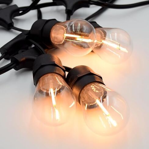 100 Foot Commercial Outdoor String Lights with 50 Suspended Sockets and S14 11 Watt Bulbs (+ 2 Free Spares) - E26 Vintage String Lights for Patio, Yard, Deck, Cafe, Bistro and More in Kuwait