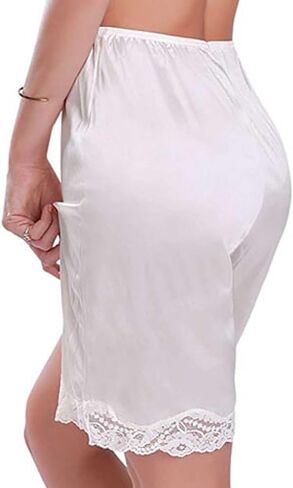 نساء Culotte نصف يزحف الساتان بلومر pettipants تحت الفساتين الدانتيل سروال السراويل مرنة الخصر سراويل زلة زلة in Kuwait