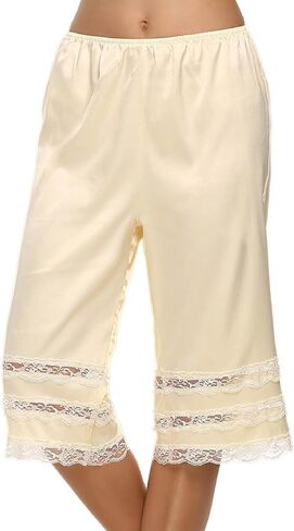 نساء Culotte نصف يزحف الساتان بلومر pettipants تحت الفساتين الدانتيل سروال السراويل مرنة الخصر سراويل زلة زلة in Kuwait