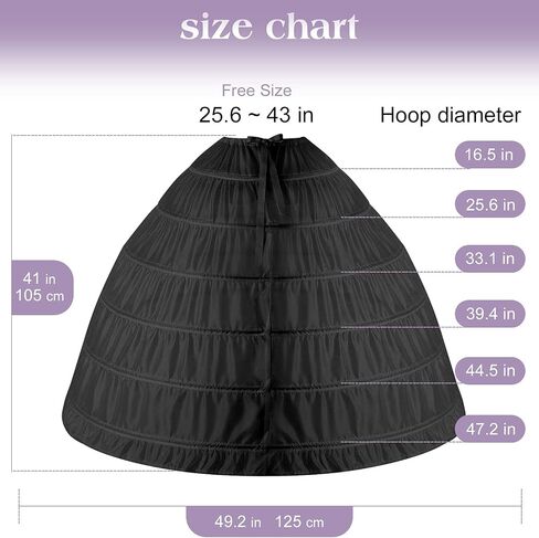 Petticoat Skirt for Women Under Dress 6 Hoop Skirt Floor Length Wedding Dress crinoline underskirt for women Bridal in Kuwait