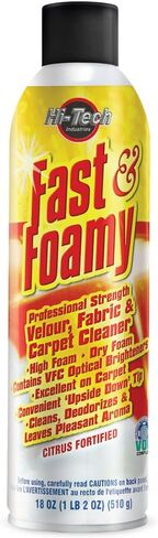 Hi-Tech Fast & Foamy Professional Professional Professional Cleaner-تنجيد التنجيد ونظافة النسيج مع الفضات البصرية VFC ، والتجفيف السريع ، الرائحة الطازجة-18 أونصة. يمكن للهباء الجوي in Saudi Arabia