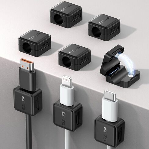 حامل منظم الحبل المغناطيسي، EIZLXQ 8 حزم لإدارة الكابلات تحت المكتب، مشابك كابل مغناطيسي لاصقة للمنزل والمكتب والهاتف والسيارة وسطح المكتب - أبيض in Kuwait